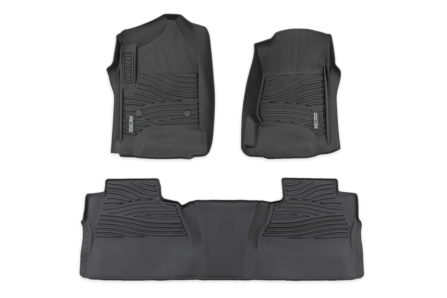 Rough Country - Flex-Fit Floor Mats - FR & RR - FR Bucket - Crew - Chevy/GMC 1500/2500HD/3500HD 2WD/4WD