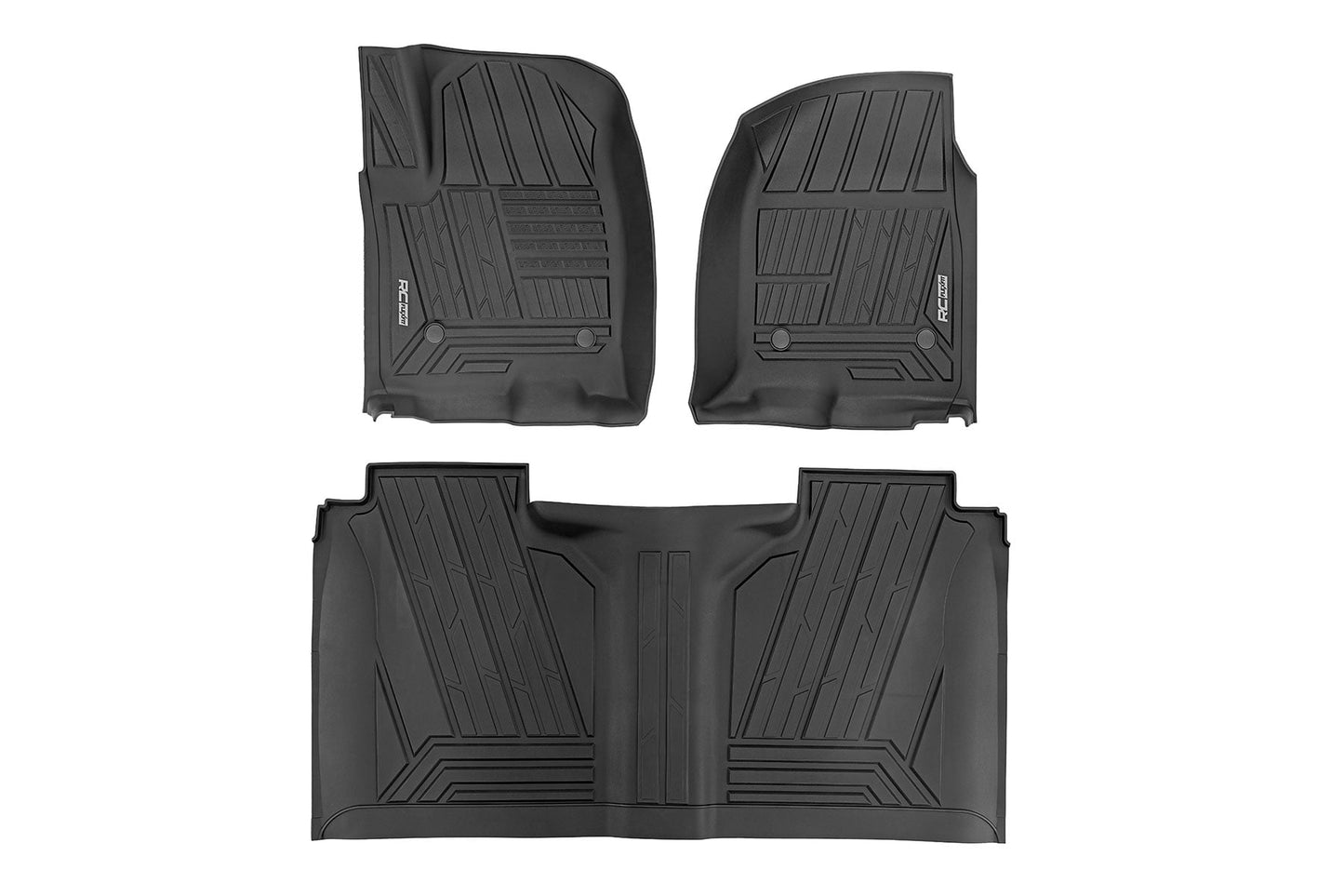 Rough Country - Flex-Fit Floor Mats - FR & RR - FR Bucket - Crew - Chevy/GMC 1500/2500HD/3500HD (19-25 & Classic)